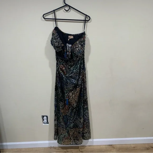 NWT Verb by Pallavi Singhee Halter Cutout Sequin Midi Dress size small - Picture 5 of 9